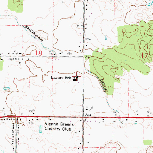 Topographic Map of Lacure School, MI