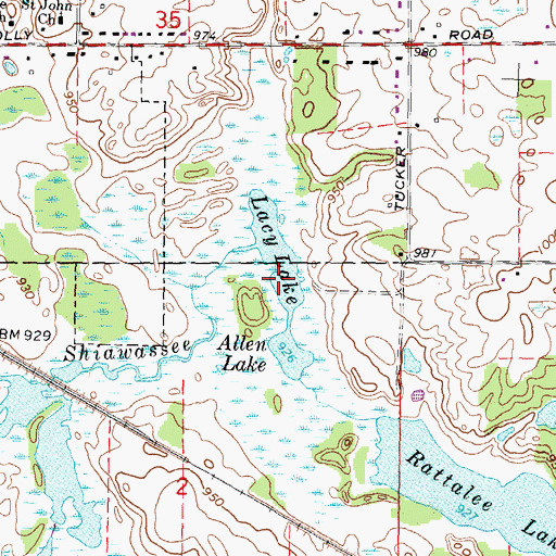 Topographic Map of Lacy Lake, MI