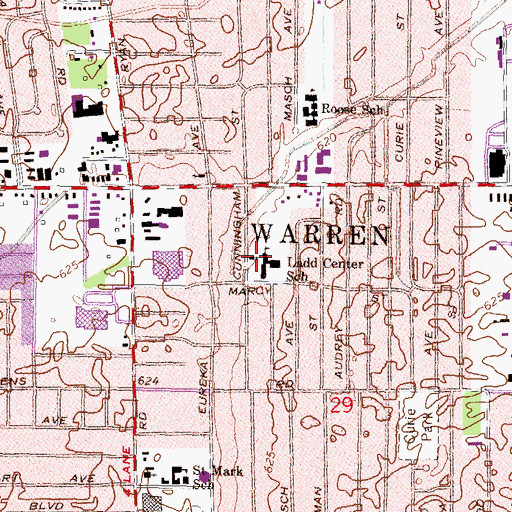 Topographic Map of Ladd Center School, MI