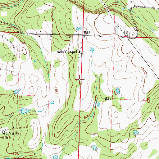 Topographic Map of Bell Cemetery, AR