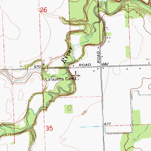 Topographic Map of Lafayette Cemetery, MI