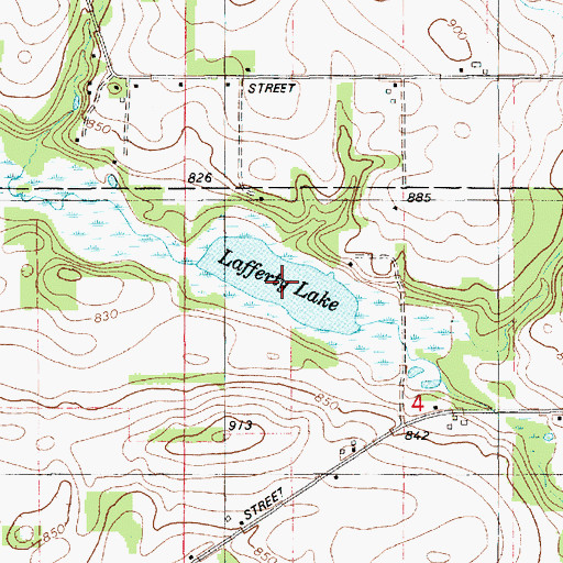 Topographic Map of Lafferty Lake, MI