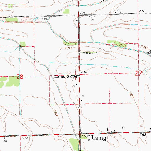 Topographic Map of Laing School, MI