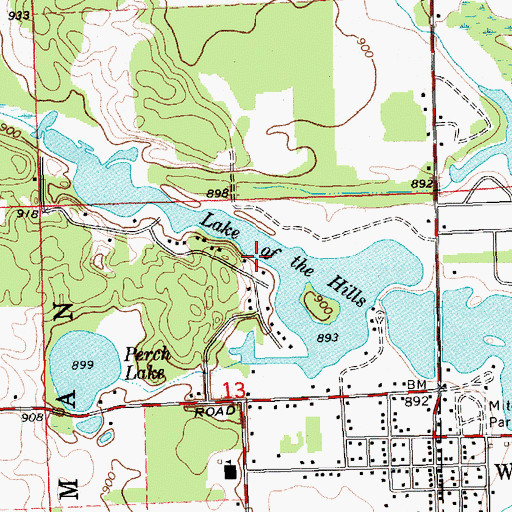 Topographic Map of Lake of the Hills, MI