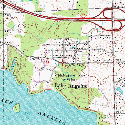 Topographic Map of Lake Angelus, MI