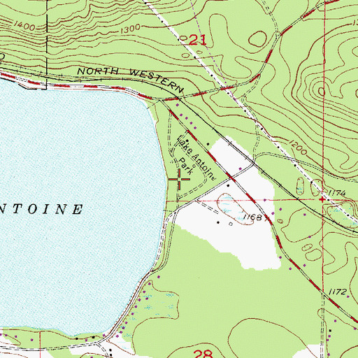 Topographic Map of Lake Antoine Park, MI