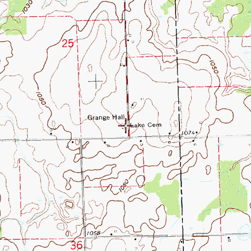 Topographic Map of Lake Cemetery, MI