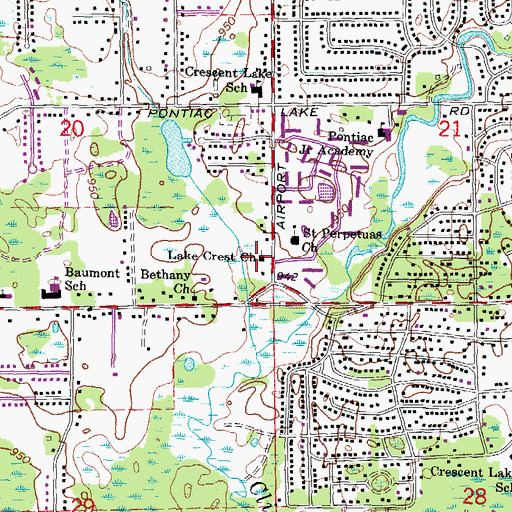 Topographic Map of Lake Crest Church, MI