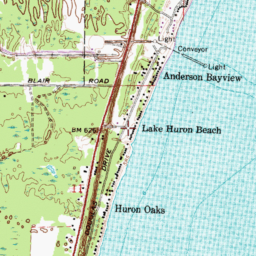 Topographic Map of Lake Huron Beach, MI