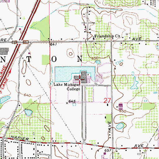 Topographic Map of Lake Michigan College, MI