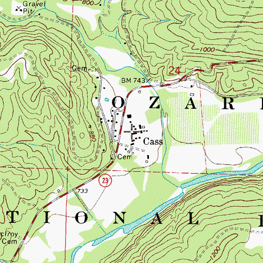 Topographic Map of Cass Job Corp Center, AR