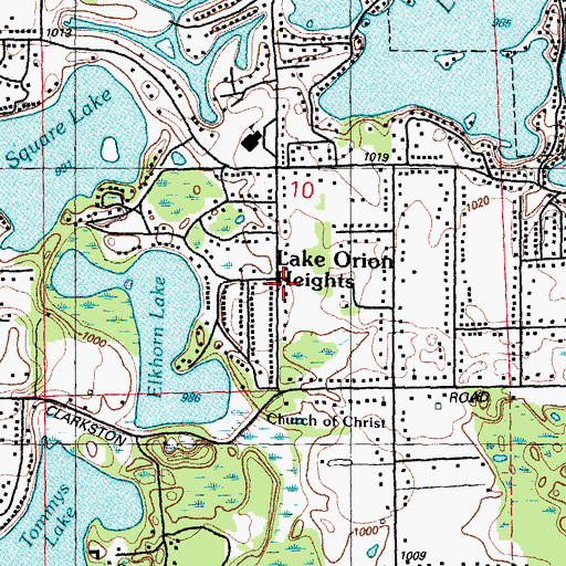 Topographic Map of Lake Orion Heights, MI