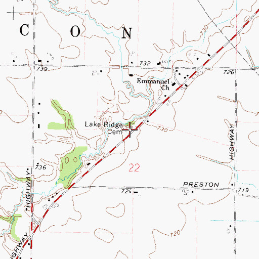 Topographic Map of Lake Ridge Cemetery, MI