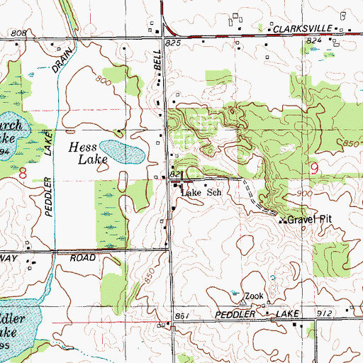 Topographic Map of Lake School, MI