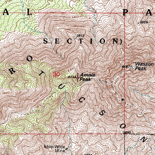 Topographic Map of Amole Peak, AZ