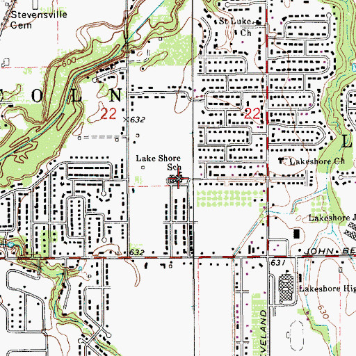 Topographic Map of Roosevelt Elementary School, MI