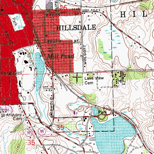Topographic Map of Lake View Cemetery, MI