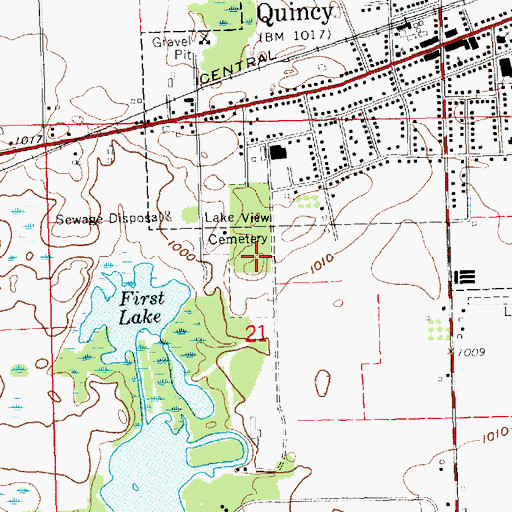 Topographic Map of Lake View Cemetery, MI