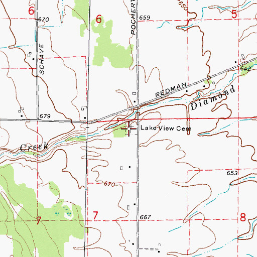 Topographic Map of Lake View Cemetery, MI