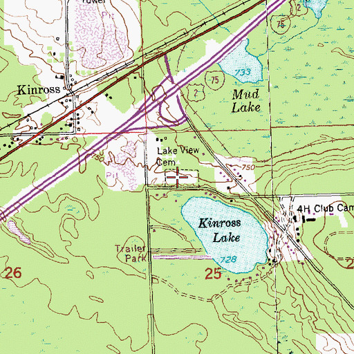 Topographic Map of Lakeview Cemetery, MI