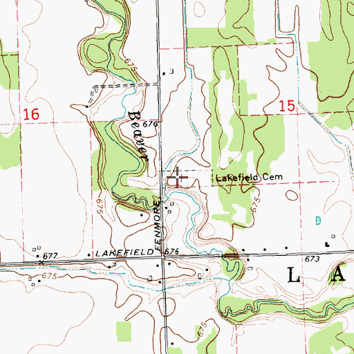 Topographic Map of Lakefield Cemetery, MI