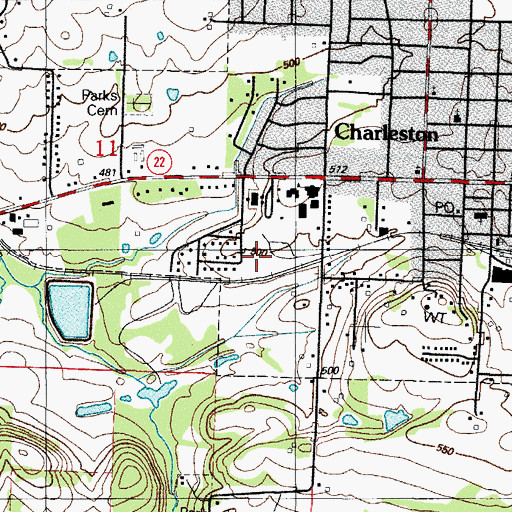 Topographic Map of Charleston High School, AR