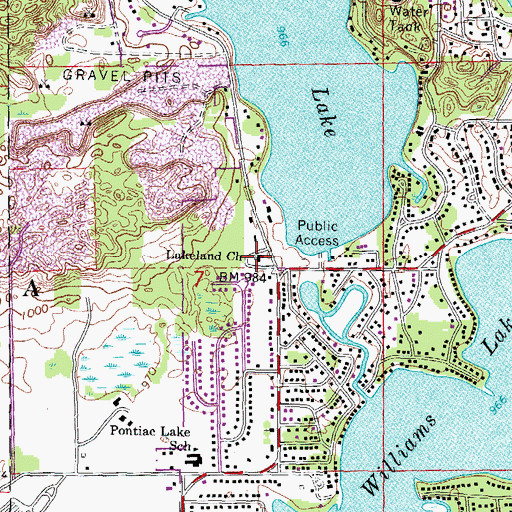 Topographic Map of Lakeland Church, MI