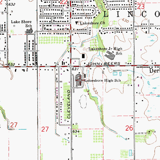 Topographic Map of Lakeshore High School, MI