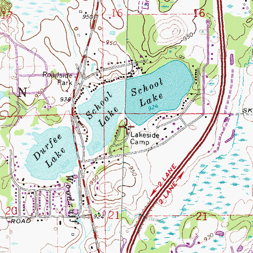 Topographic Map of Lakeside Camp, MI