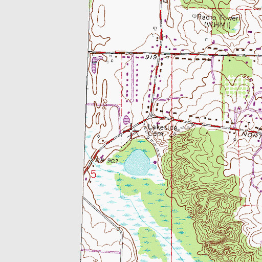 Topographic Map of Lakeside Cemetery, MI