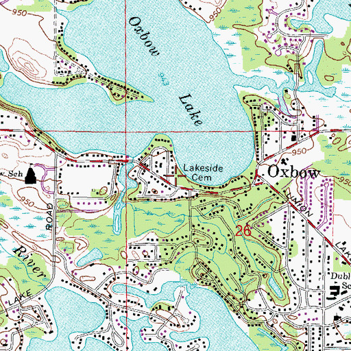 Topographic Map of Oxbow Lakeside Cemetery, MI