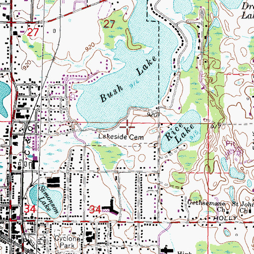 Topographic Map of Lakeside Cemetery, MI