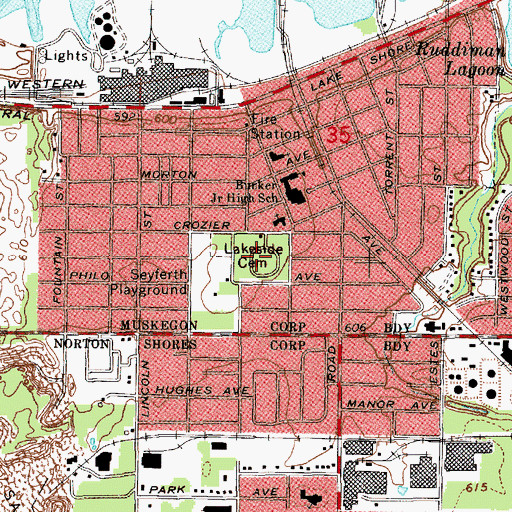 Topographic Map of Lakeside Cemetery, MI