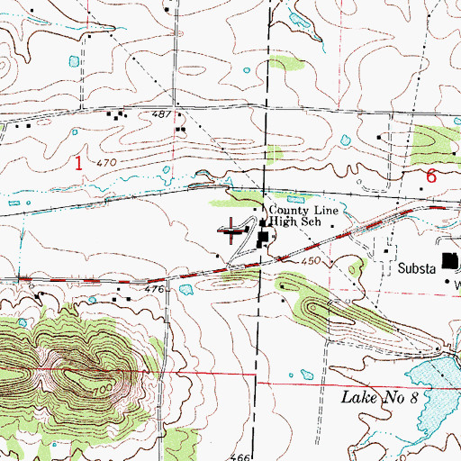 Topographic Map of County Line Elementary School, AR