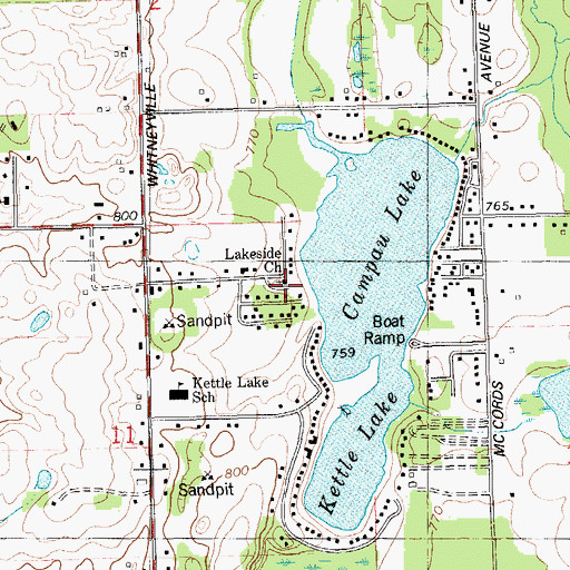 Topographic Map of Lakeside Church, MI