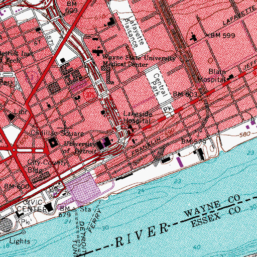 Topographic Map of Lakeside Hospital, MI