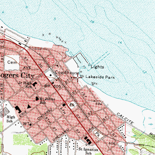 Topographic Map of Lakeside Park, MI