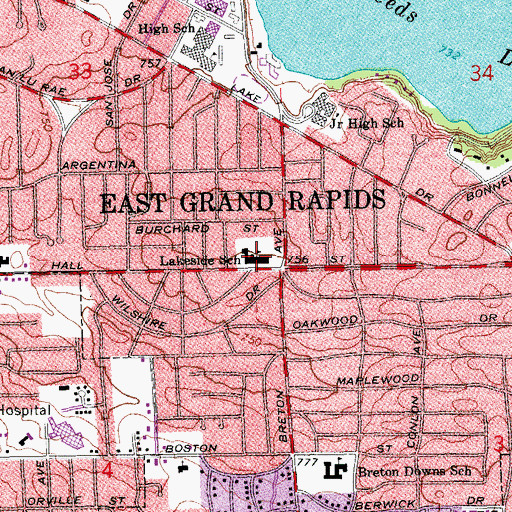 Topographic Map of Lakeside School, MI