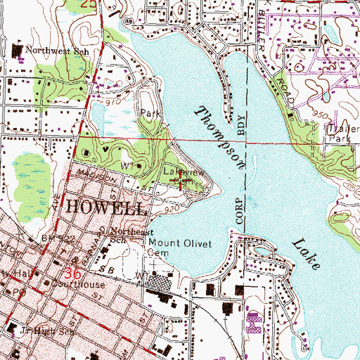 Topographic Map of Lakeview Cemetery, MI