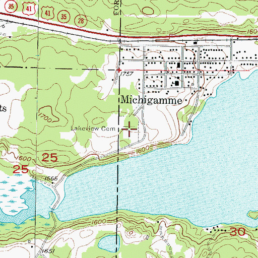 Topographic Map of Lakeview Cemetery, MI