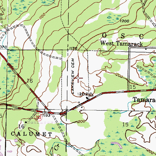 Topographic Map of Lakeview Cemetery, MI