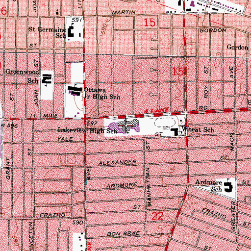 Topographic Map of Lakeview High School, MI