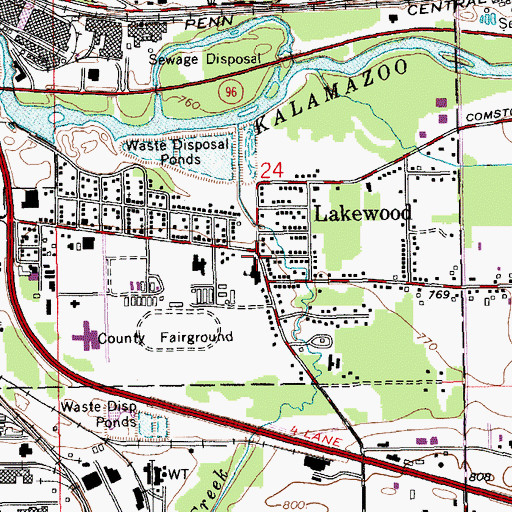Topographic Map of Lakewood, MI