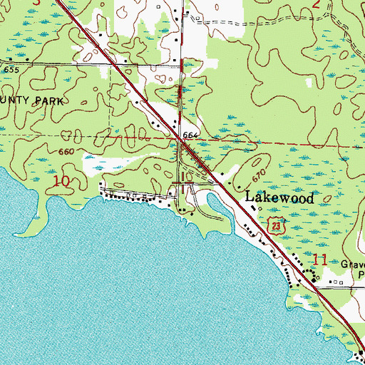 Topographic Map of Lakewood, MI
