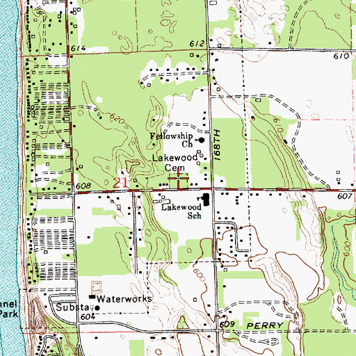 Topographic Map of Lakewood Cemetery, MI