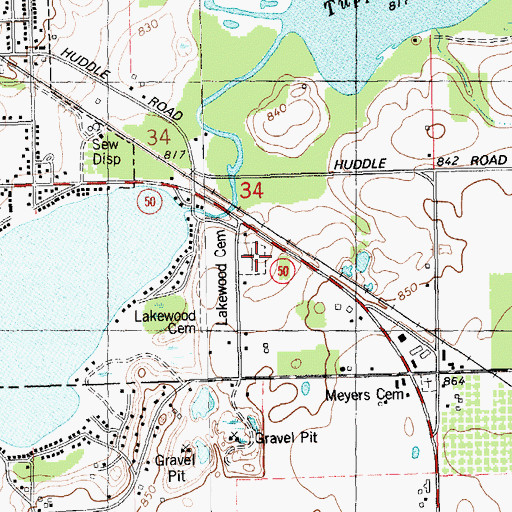 Topographic Map of Lakeside Cemetery, MI
