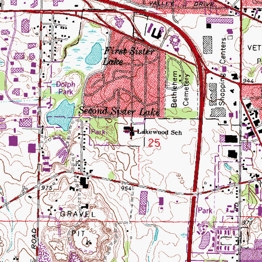 Topographic Map of Lakewood Elementary School, MI