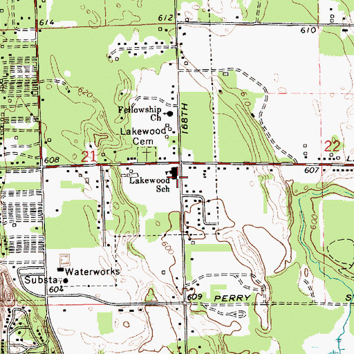 Topographic Map of Lakewood School, MI