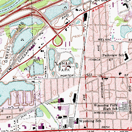 Topographic Map of Lamar Park, MI