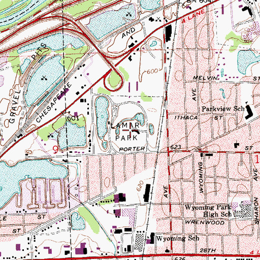 Topographic Map of Lamar Park, MI